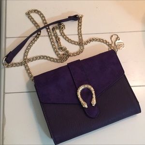 New cross body suede purse deep purple